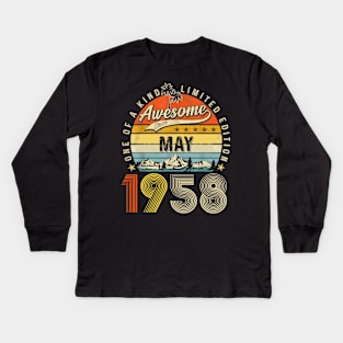 Awesome Since May 1958 Vintage 65th Birthday Kids Long Sleeve T-Shirt